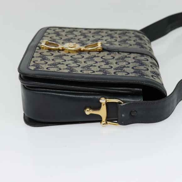 CELINE C Sulky Shoulder Bag Canvas Navy Gold - Picture 5 of 13
